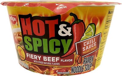Nissin Bowl Noodles Hot & Spicy Beef Flavor