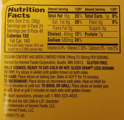 Spam Luncheon Meat Less Sodium